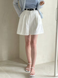 Amy Pintuck Banding Short Cotton Pants (Belt Set)