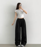 Side Pin Tuck Volume Up Balloon Wide Banding Pants