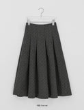 Fiden Wool Pleats Banding Dot Long Skirt