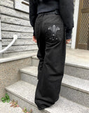 Deer Back Patch Stud Wide Balloon Pants