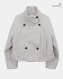 Eamon Boucle Double Two Button High Neck Quilted Short Coat