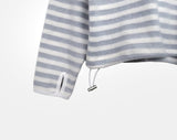 Taen Diagonal Button Stripe Hooded T-Shirt