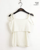 sirom ribbon strap ribbed off-shoulder short-sleeved T-shirt