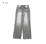 Tutu Gray Washing Denim Wide Pants