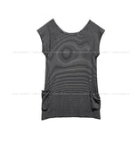 Acu Stripe Pintuck Pocket Short Sleeve