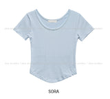 [U-BASIC] Modal U-neck volume crop short sleeve