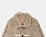 Ending Collar Pocket Duffle Wool Fluffy Fur Jacket