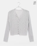 Dudan round rib see-through long sleeve cardigan