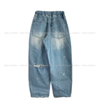 Side Damage Balloon Banding Denim Pants