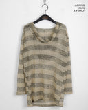 Nion See-Through Stripe Hood Long Sleeve Knit