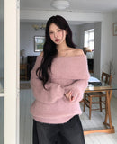 Bunny Boucle Off-Shoulder Knit