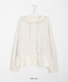 [BAONHAUS] Veyron Shirring Linen Hood Jumper