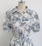 Luena Toile Flower Puff Long One Piece (Belt Set)