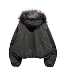 [LANARCH] Fox Fur Hood Bomber Jacket