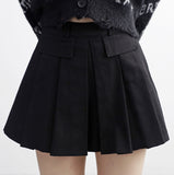 Laminet pocket pleated skirt