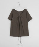 Soha U-neck Stripe Strap Short Sleeve Tee