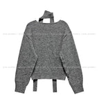 Lulu V-neck wool hair cardigan scarf set