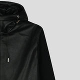 Don't Leather Knit Color Matching Hood Zip-Up