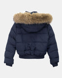 Rayoon fur hooded short zip-up padding