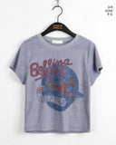 Peubo Terry Airplane Semi Crop Short Sleeve T-Shirt