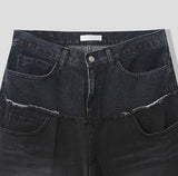 Kio two-tone layered denim pants