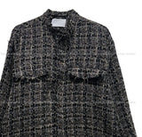 Diruin Tweed Damage Crop Shirt Jacket