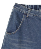 Puffer balloon half-banding denim pants