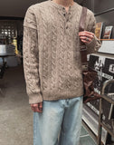 Haru Over Henley Neck Cable Knit