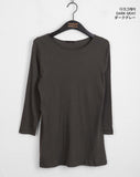 Todd Basic Plain Layered Cotton Round Three-quarter Short Sleeve T-Shirt