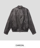 Line Washed Track Leather Jacket