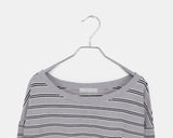 Hanky Stripe One Off Shoulder Overfit Long Sleeve Sweatshirt