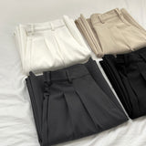 Inner Button Adjust Waist Adjustment Wide Slacks Pants