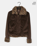 Rotel Leopard Hopi Fur Contrast Corduroy Jacket