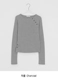 Kanit Diagonal Button Round Long Sleeve Tee