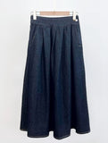 Aven Raw Denim Banding Flare Skirt