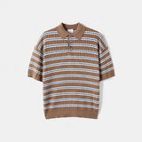 Bern Striped Collared Short Sleeve Knit
