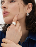 Champagne Full Moon Silver Wide Ring