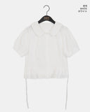 Saon Round Collar Frill Puff Blouse