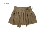Leader Suede Eyelet Unbalanced Skirt