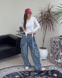 Benon Washed Cargo Strap Denim Pants