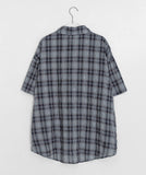 [unisex] Gotelli Linen Check Over Short Sleeve Shirt