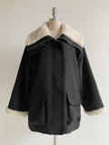 Meto High Neck Reversible Shearing Fur Bomber Jacket