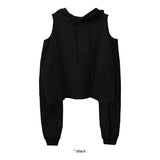 OPEN SHOULDER CUTTING HOODIE