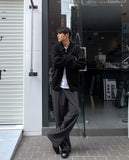Minimal achromatic two-way cardigan