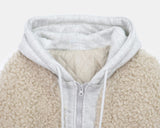 Sell Fluffy Fur Color Matching Quilted Hood Zip-Up Jumper