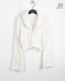 Kimme Collar Fur Ribbon String Long Sleeve Cardigan