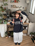 [unisex] Kiruko String Fleece Color Matching Lettering Sweatshirt