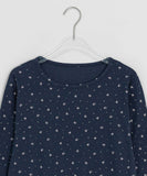 [BAONHAUS] Sorea Flower Ribbed Long Sleeve Tee
