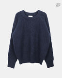 Delin round neck cable wool knit