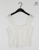 cosh punching see-through ribbon sleeveless blouse